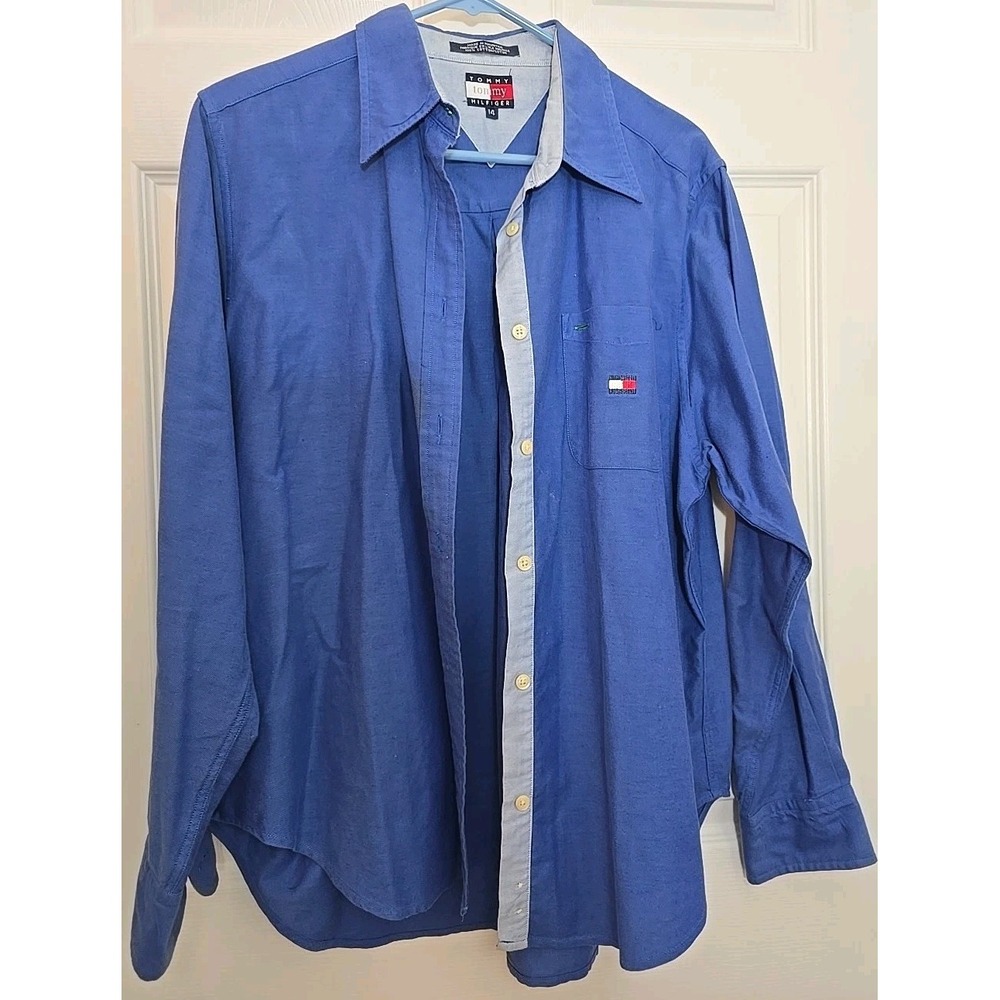 Tommy Hilfiger Boy's Size 14‎ Button-up Long Sleeve Shirt Blue